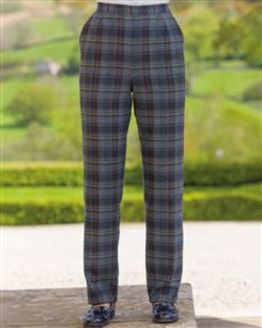 Dover Pull On Wool Blend Checked Trousers