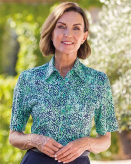 Talia Pure Silky Cotton Short Sleeve Patterned Blouse