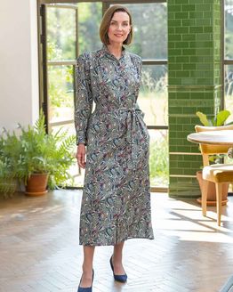 Raquel Patterned Pure TENCEL™ Long Sleeve Shirt Dress