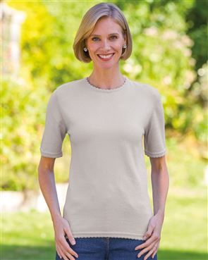 Cotton Scalloped Ladies Dove Top