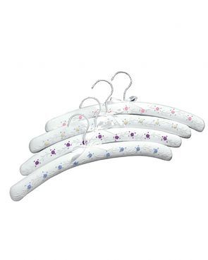 Set of 4 Padded Rose Embroidered Coat Hangers