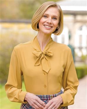 Natasha Silk Mix Tie Neck Blouse