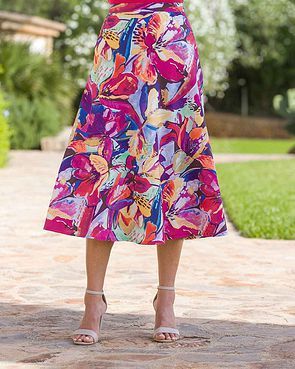 Alma Floral Pure Cotton A Line Lined Skirt