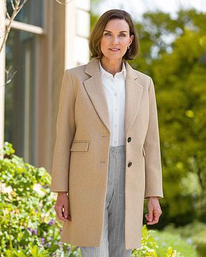 Cassandra Camel Crombie Style Lined Coat