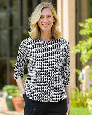 Stella Patterned Crew Neck Dolman Sleeve Top