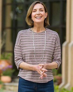 Maisie Patterned Crew Neck Dolman Sleeve Top