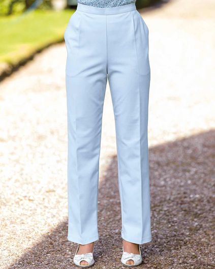 Easycare Pale Blue Pull On Trousers
