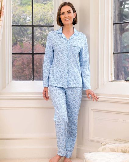 Ladies Freda Pyjamas, in a warm pure cotton jersey fabric.