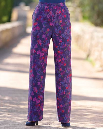 Antoinette Super Soft Floral Pull On Ladies Trousers