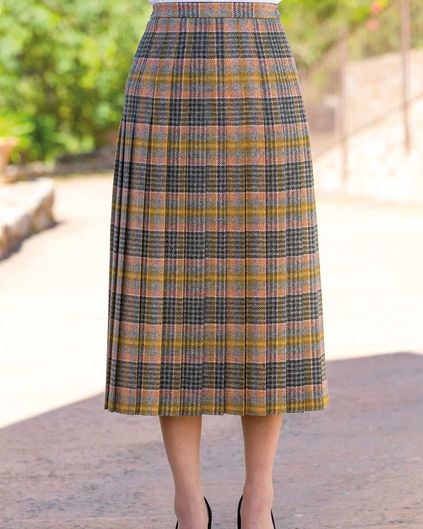 Enfield Lined Pure Wool Tweed Knife Pleated Skirt