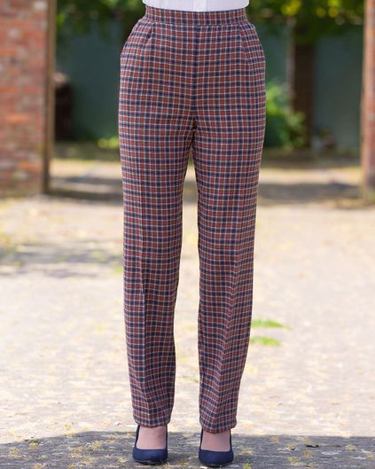 Margate Pull On Wool Blend Checked Trousers