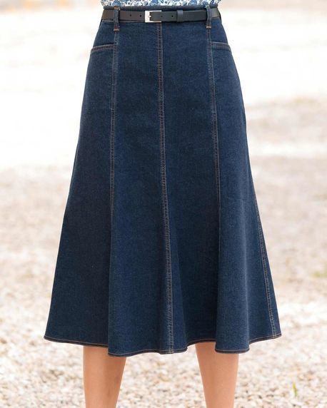 Ladies A-Line Denim Skirt Available in 3 Lengths Sizes 10 - 24