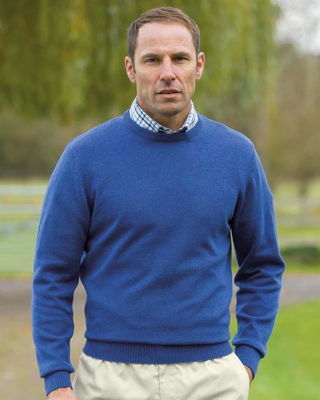mens blue crew neck sweater