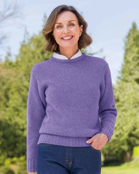 Shetland Wool Crew Neck Jumper - Lilac