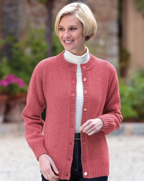 Ladies Geranium Shetland Cardigan