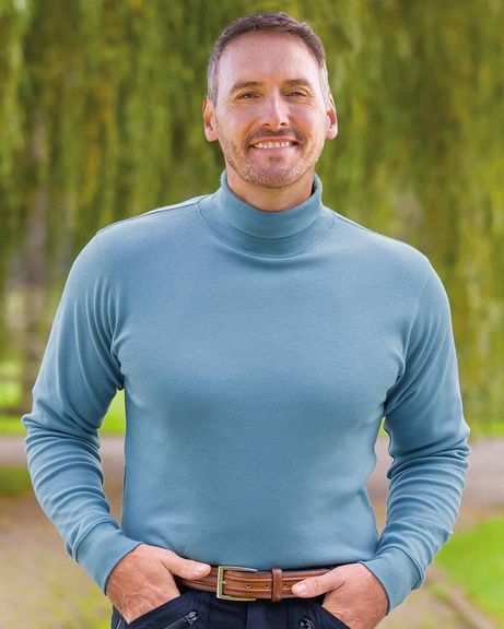 Pure Cotton Polo Neck  - Blue