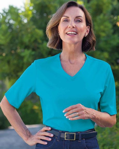 Silky Cotton V Neck Top 