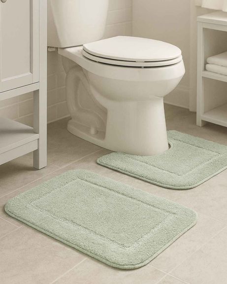 Luxury Microfibre Bath and pedestal Mats - Green