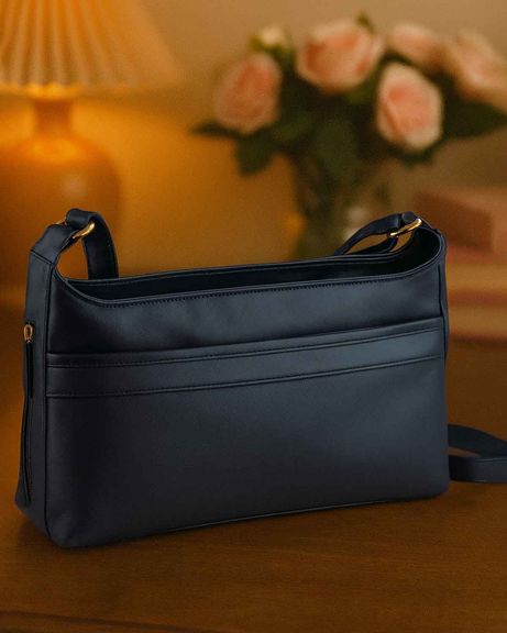 Leather Bag - Navy