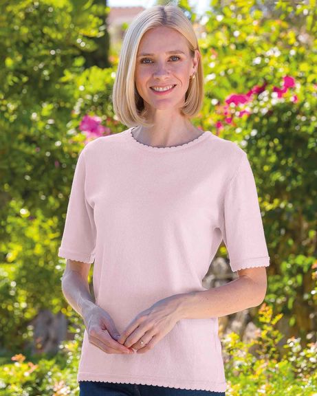Cotton Scalloped Top - Lilac Mist