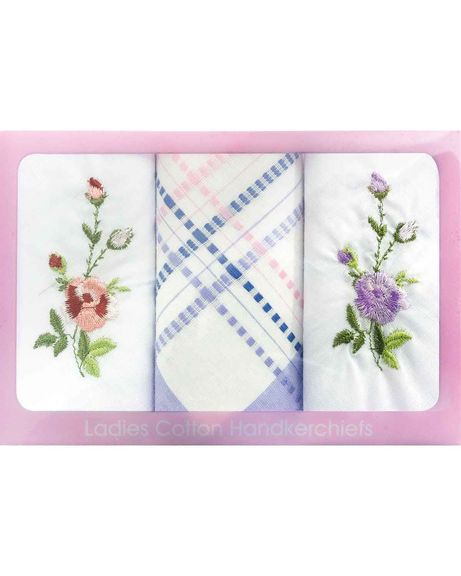 Ladies Embroidered Pure Cotton Handkerchiefs 2 Boxes of 3