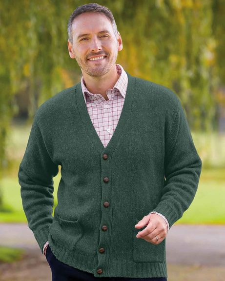 Shetland Bottle Green Cardigan Mens