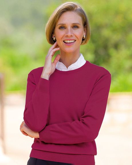 Ladies Merino Crew Neck Cherry Jumper