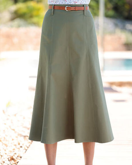 Chino Pure Cotton Twill Flared Skirt