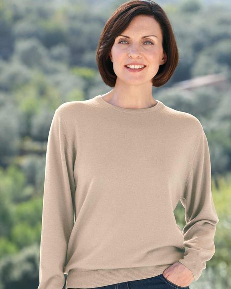 Merino Wool Crew Neck Jumper - Camel