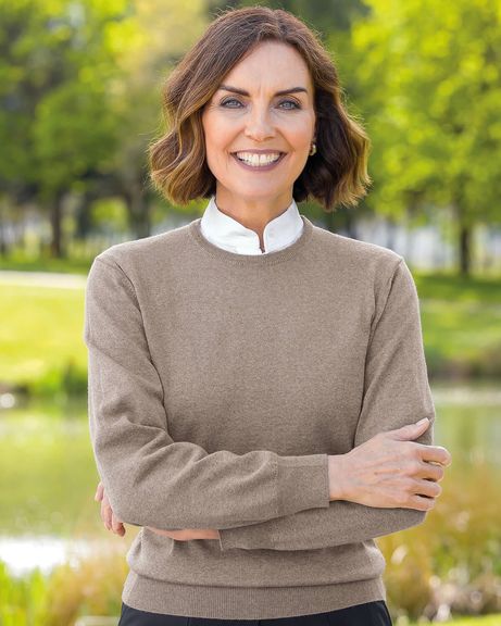 Merino Wool Crew Neck Jumper - Tawny