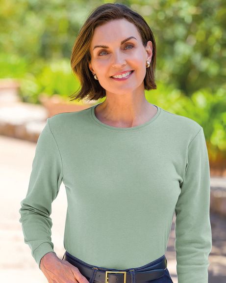 Pure Cotton Crew Neck  - Sage