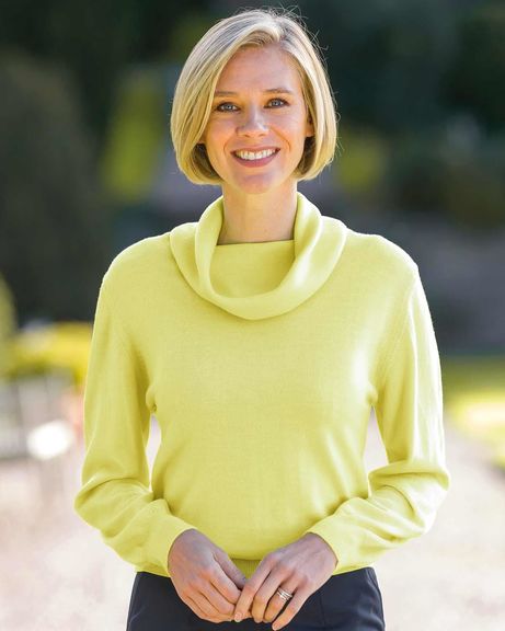 Merino Wool Cowl Neck Pistachio Jumper 