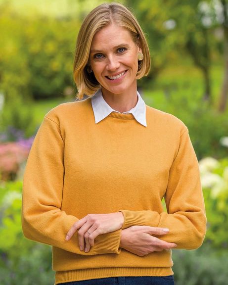 Ladies Soft Mustard Lambswool Sweater