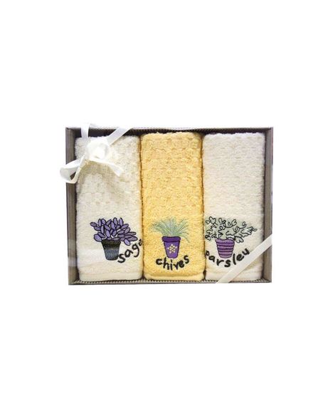 Embroidered 3pc Kitchen Towel Set