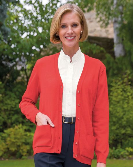 Merino Wool Watermelon Red Cardigan