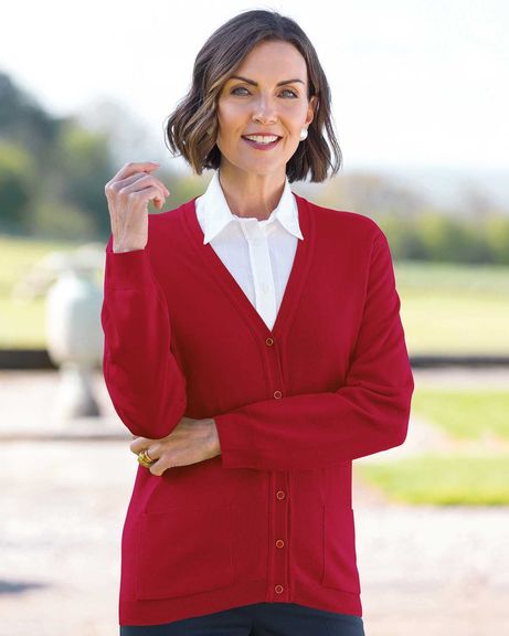 Merino Wool Cardigan - Red Spice