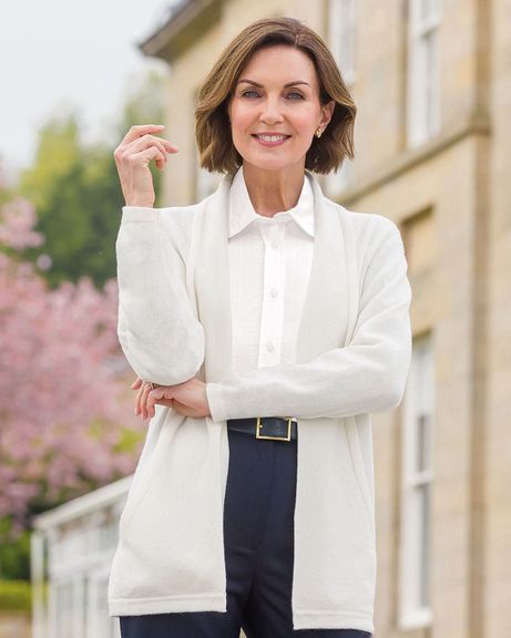 Sienna Edge to Edge Pale Warm White Cardigan