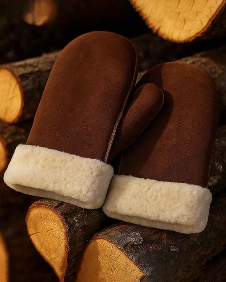 Sheepskin Mitts - Brown