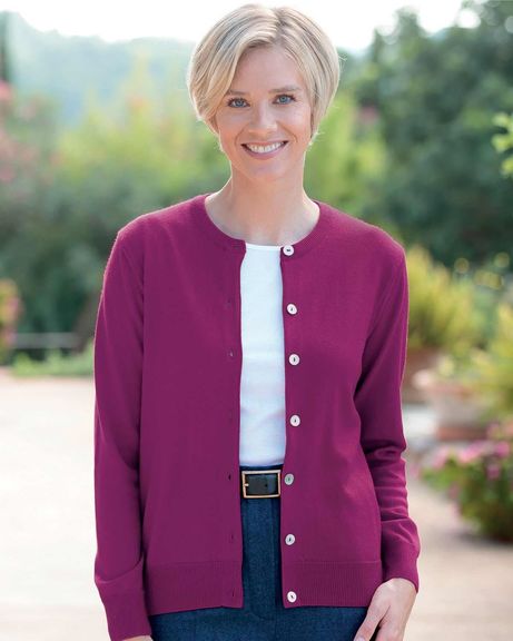 Merino Wool Short Cardigan - Mulberry