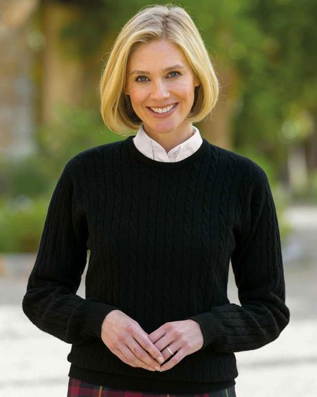 Lambswool Black Cable Crew Neck Jumper