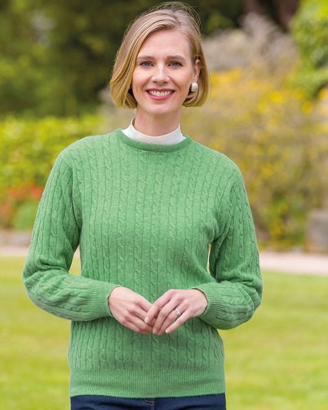 Lambswool Springtime Cable Crew Neck Ladies Sweater
