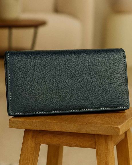 Ladies Soft Leather Purse - Navy