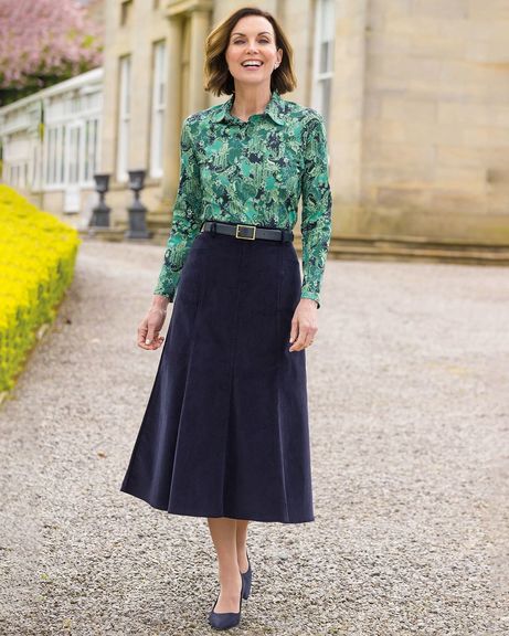 Ashleigh Polo and Needlecord Skirt Outfit