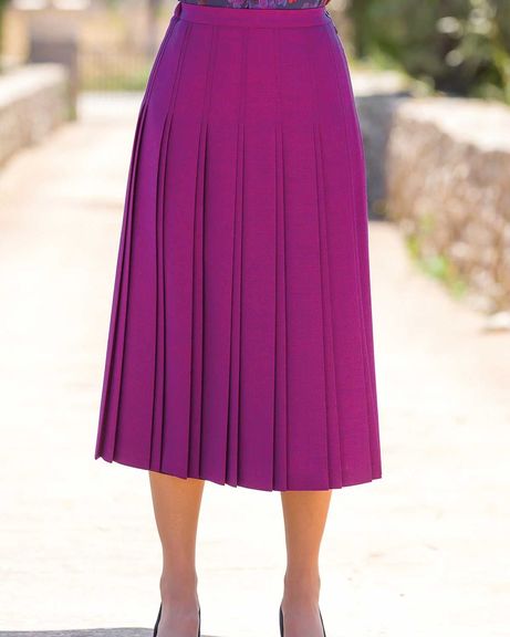 Ealing Lined Wool Blend Tweed Pleated Skirt