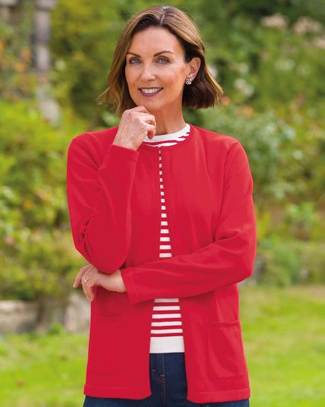 Carla Red Pure Cotton Ladies Cardigan