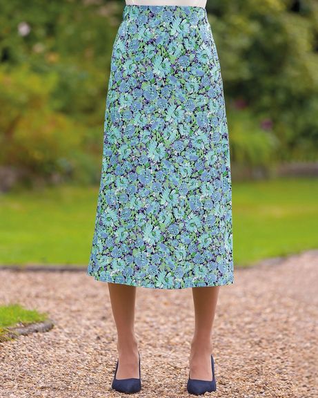 Antonia Floral Viscose Jersey Pull On Skirt