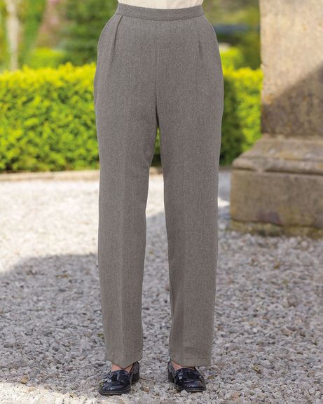 Medway Herringbone Pull On Wool Blend Tweed Trousers