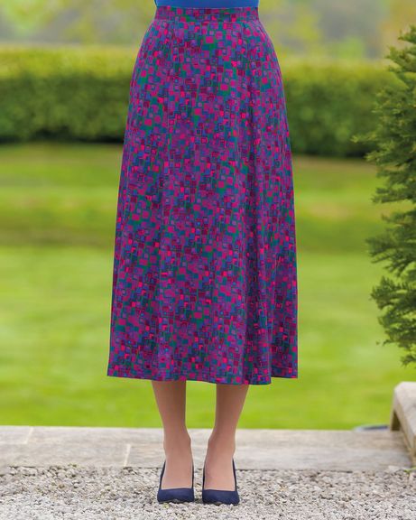 Athena Patterned Viscose Jersey Pull On Skirt