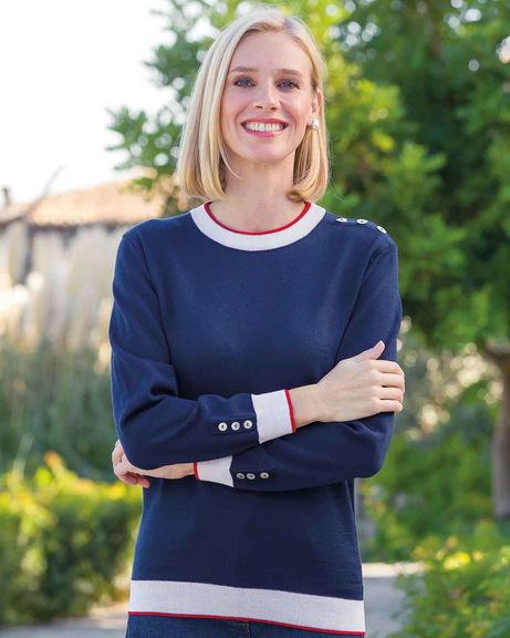 Merino Blend Della Stripe Detail Jumper