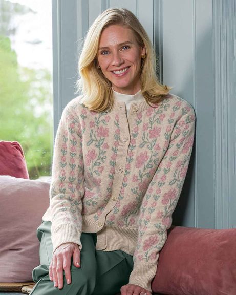 Melina Long Sleeved Floral Lambswool Cardigan